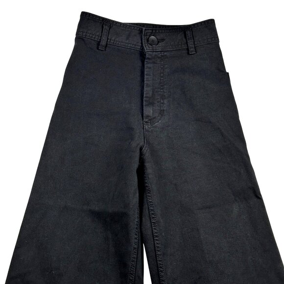Zara Womens Wide-Leg Raw Hem Jeans Size 0 High Rise Trendy Streetcore Denim - Picture 2 of 9